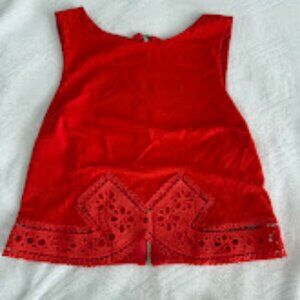 BEBE red shirt crop top women's large NEW with Tags on lace and zipper
